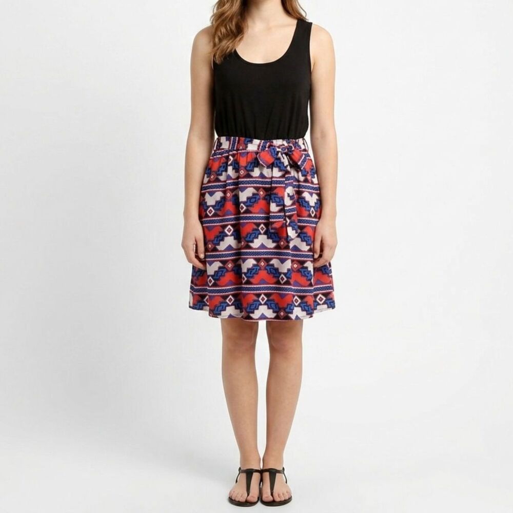Charming Charlie Colorful Western Dress Size M Black Knit Sleeveless Lightweight
